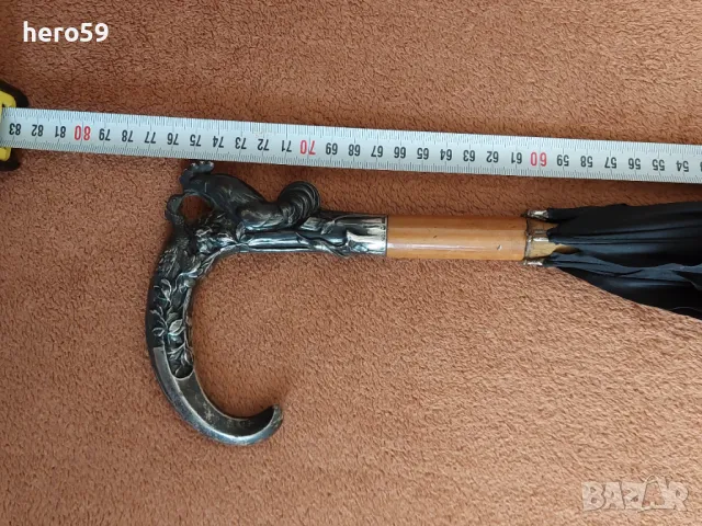 Стар антикварен чадър със сребърна ръкохватка-сребро 900, снимка 5 - Антикварни и старинни предмети - 49044110