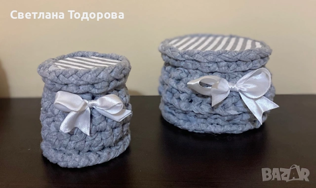 Плетени кутии и панерчета, снимка 3 - Декорация за дома - 53307041