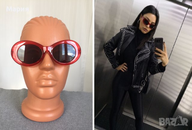 Нови Дамски Слънчеви Очила Червени Черни Прозрачни Кръгли Ретро Модел Модерни 