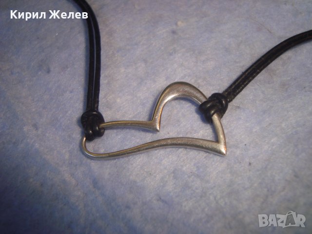 СЪРЦЕВИДНА СРЕБЪРНА АРТ МОДНА ГРИВНА СРЕБРО 925 с КОЖЕНА КАИШКА 27241, снимка 6 - Гривни - 36867009