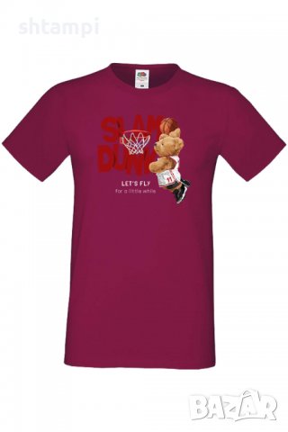 Мъжка тениска _Let's Fly for a little while SLAM DUNK,Мече,Меченце,Животно, Играчка,Изненада,Подарък, снимка 3 - Тениски - 37295146