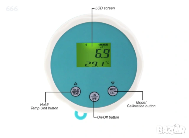 Bluetooth 6 в 1 плаващ монитор за електропроводимост / соленост / pH / ORP / температура / хлор, инт, снимка 4 - Басейни и аксесоари - 53272069