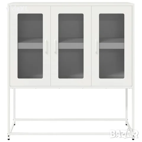 vidaXL Бюфет, бял, 100,5x39x107 см, студеновалцувана стомана, снимка 5 - Бюфети - 56148277