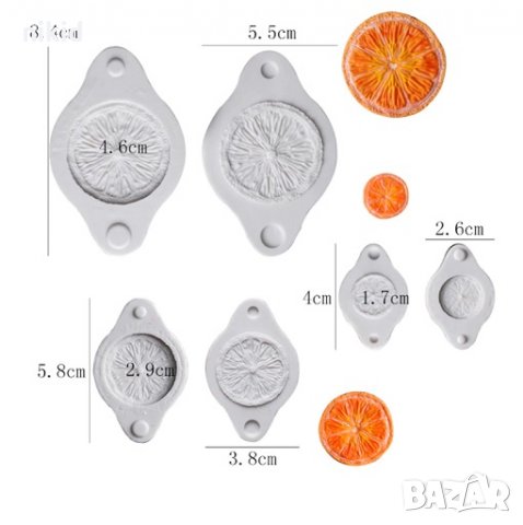 3 размера резен филия портокал от 2 части силиконов молд вейнър за фондан украса декор торта