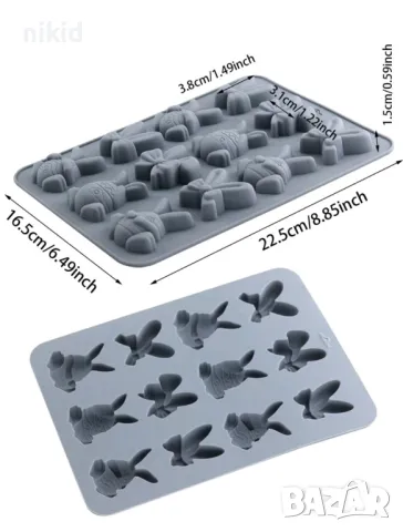 Великденско яйце със заешки ушички уши заек силиконов нолд форма фондан шоколад гипс бонбони, снимка 2 - Форми - 48723663