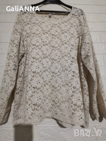 ЕЛЕГАНТНА БЛУЗА ЦВЯТ СЛОНОВА КОСТ 2XL-3XL