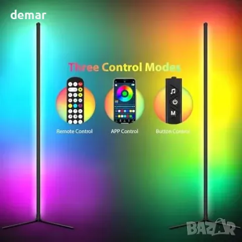 Ъглова подова RGB LED лампа, 156,21 см, с приложение и дистанционно, снимка 5 - Други стоки за дома - 56011784