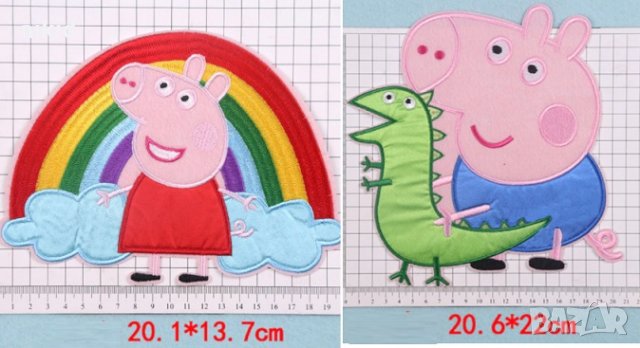 Грамадни Пепа Пиг и Джордж Peppa Pig George емблема апликация за дреха дрехи самозалепваща се картин