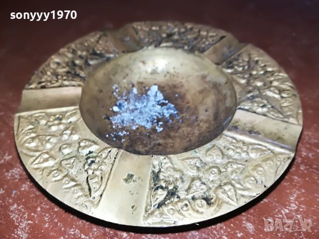 пепелник мед/месинг 11см- внос холандия 1003231637, снимка 2 - Антикварни и старинни предмети - 39952113