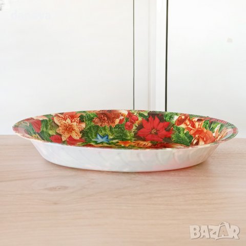 3220 Овален коледен поднос за сервиране, 27x19cm, снимка 3 - Прибори за хранене, готвене и сервиране - 38590458