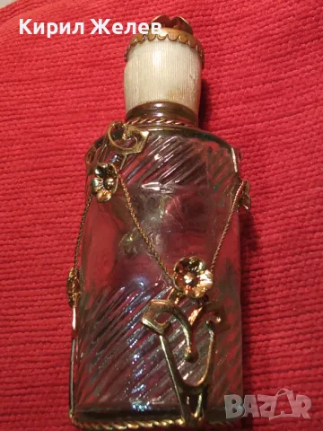 СТАРО КОЛЕКЦИОНЕРСКО МАРКОВО ШИШЕНЦЕ за ПАРФЮМ с ФЛОРАЛЕН МЕДЕН ОБКОВ с ПОЗЛАТА 47082, снимка 14 - Колекции - 46800551