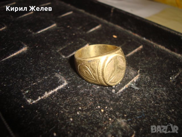 СТАР ПОЗЛАТЕН БРОНЗОВ ПРЪСТЕН МЕРЦЕДЕС МАСИВЕН МАЙСТОРСКА ИЗРАБОТКА РЯДЪК 9094, снимка 6 - Пръстени - 33867109
