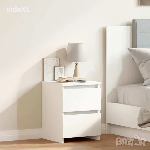 vidaXL Нощно шкафче, бяло, 30x30x40 см, инженерно дърво, снимка 2 - Шкафове - 56147704