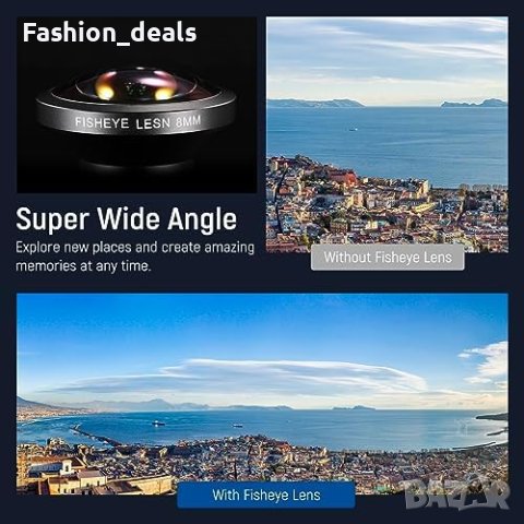Нов NEEWER Обектив 8mm Fisheye 220° за iPhone 15, 14, Samsung Galaxy, снимка 6 - Чанти, стативи, аксесоари - 42732772