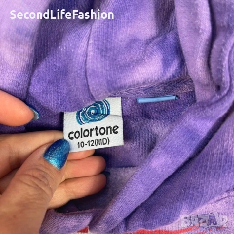 Суитшърт с качулка Tye Dye лилаво дамски размер M, снимка 4 - Суичъри - 53155623