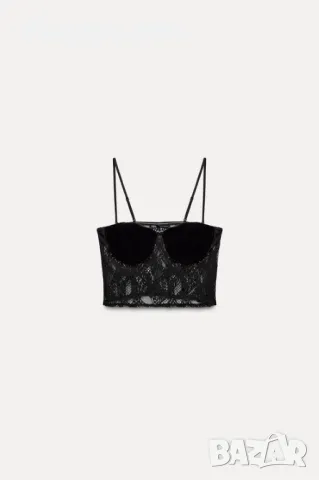Топ от дантела и кадифе Zara, снимка 2 - Корсети, бюстиета, топове - 48918560