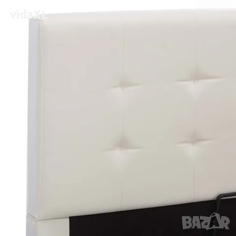 vidaXL Легло с повдигащ механизъм, бяло, изкуствена кожа, 140x200 cм, снимка 7 - Спални и легла - 56146561