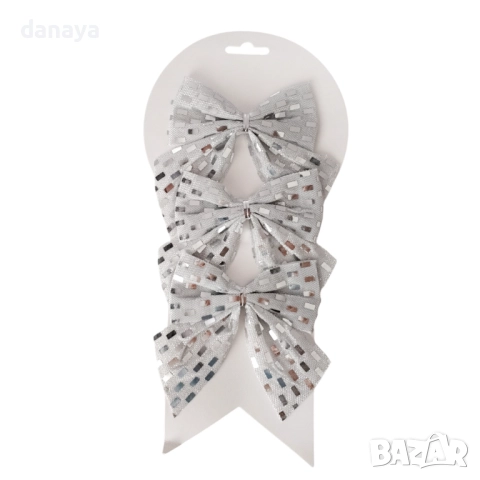 6178 Декоративни коледни панделки за елха и украса, 3 броя, снимка 2 - Декорация за дома - 52019759