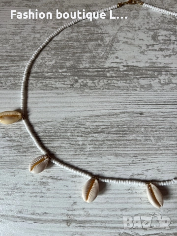 Бижу за талията с мъниста и мидички със златен синджир може да се ползва като гердан или гривна ❤️, снимка 2 - Гривни - 52390033