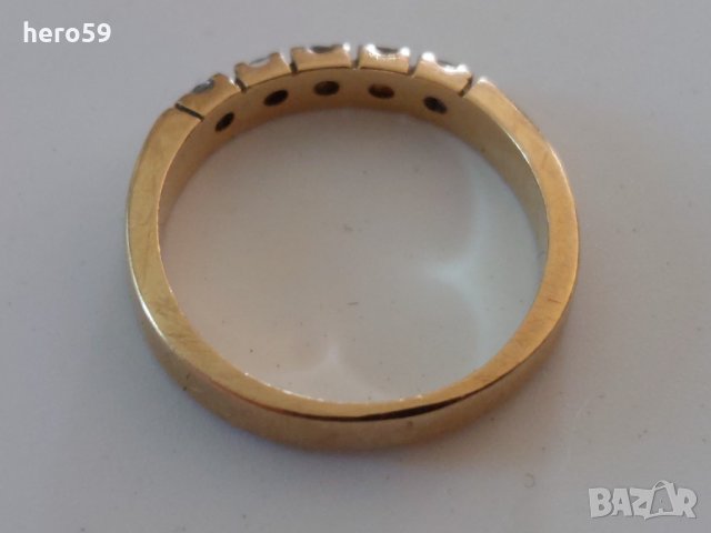 Дамски златен пръстен с пет брилянта/диамат,брилянт/, снимка 4 - Пръстени - 35500293