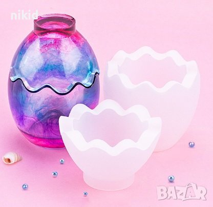 3D Яйце черупки 2 части силиконов молд форма фондан смола шоколад гипс свещ