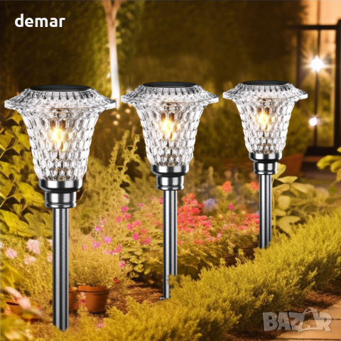 Градински соларни лампи HAMLITE, 4 броя, с автоматично вкл/изкл, снимка 2 - Соларни лампи - 44636122