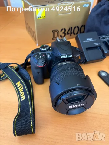 Nikon D3400 + Nikkor 18-105mm VR – като нов, пълен комплект с аксесоари, снимка 3 - Фотоапарати - 55734695