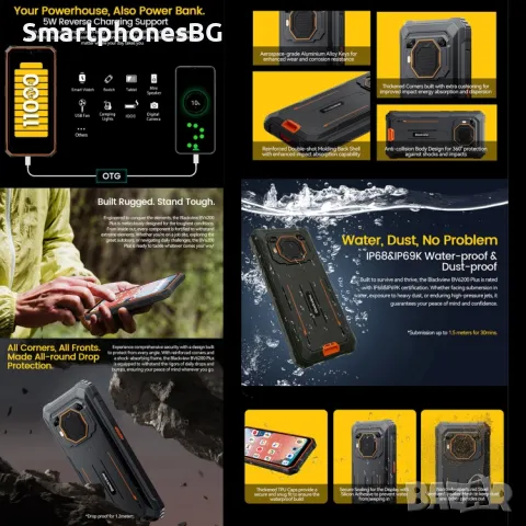 Blackview BV6200 Plus 24GB RAM 256GB ROM, 11000 mAh, с IP68/69 защита, снимка 7 - Други - 50159203