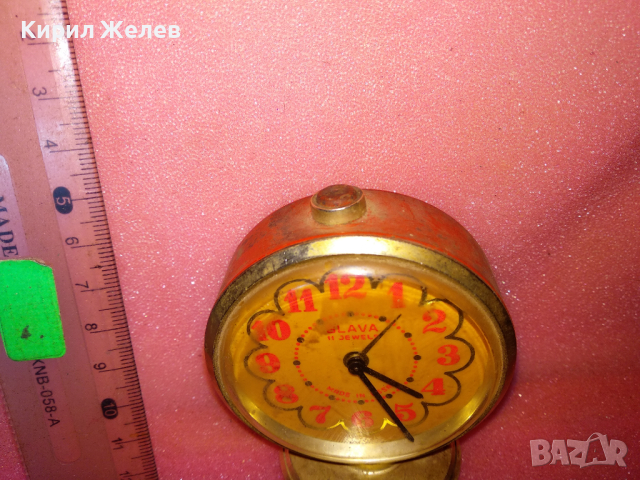 SLAVA MADE in USSR Стар КОЛЕКЦИОНЕРСКИ РУСКИ БУДИЛНИК МЕХАНИЧЕН НАСТОЛЕН ЧАСОВНИК СЛАВА СССР 43025, снимка 6 - Антикварни и старинни предмети - 44534253
