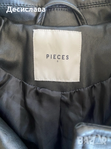 Кожено яке Pieces S, снимка 3 - Якета - 56402798