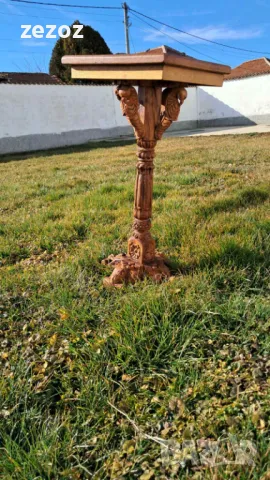 Маса помощна с дърворезба, снимка 3 - Маси - 49398124