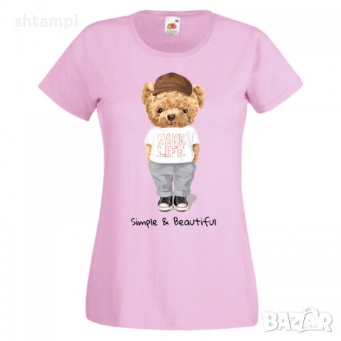 Дамска тениска bear Simple and Beautiful, Мече,Меченце,Животно, Играчка,Изненада,Подарък,Повод,