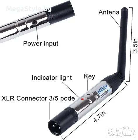 CHINLY 6 бр. DMX512 2.4G ISM безжичен XLR предавател