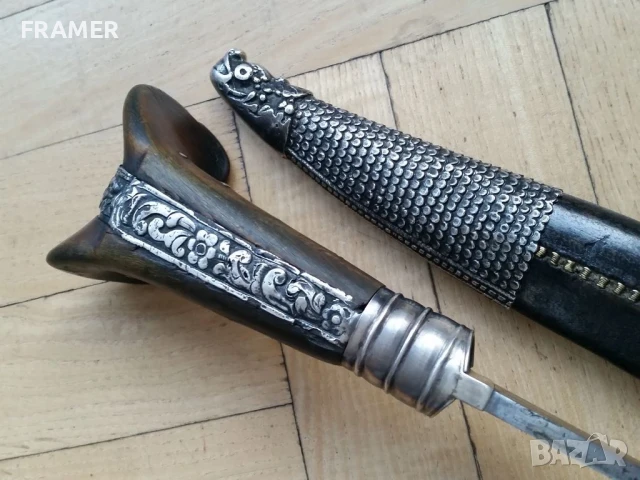 Османски Ятаган от 18 век с кания каракулак нож кама кинжал сабя , снимка 17 - Антикварни и старинни предмети - 50930481