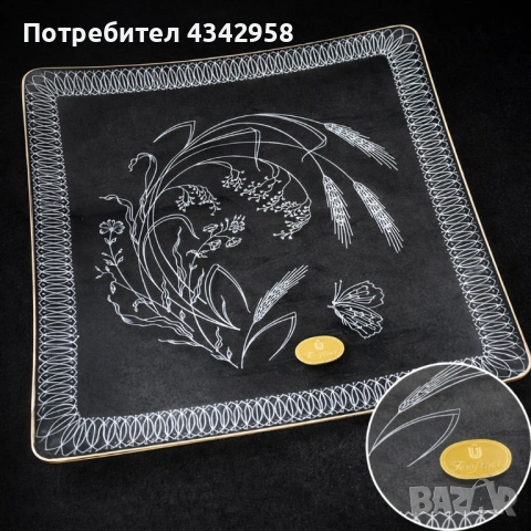 Винтидж стъклена чиния Heye Filigran, Германия, 50-година., снимка 2 - Антикварни и старинни предмети - 54253700