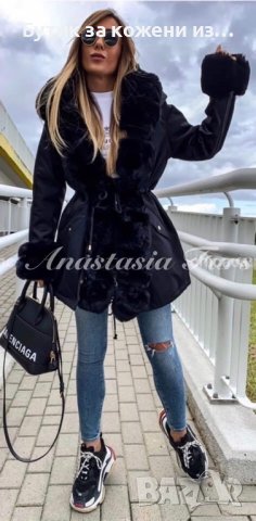 Черно зимно дамско яке с черни пухове и качулка, снимка 2 - Якета - 38588379