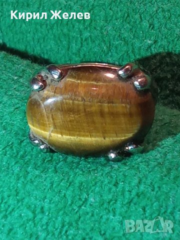 СТАР ПОСРЕБРЕН СКЪПОЦЕНЕН АР ДЕКО ПРЪСТЕН с ЮВЕЛИРНО ШЛИФОВАН НАТУРАЛЕН КАМЪК ТИГРОВО ОКО 26358