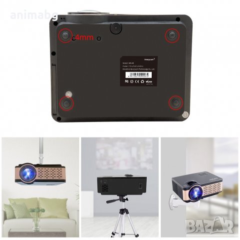 ANIMABG Smart Android Мултимедиен HD LED проектор 1280 x 720p WiFi  , снимка 9 - Плейъри, домашно кино, прожектори - 31857008