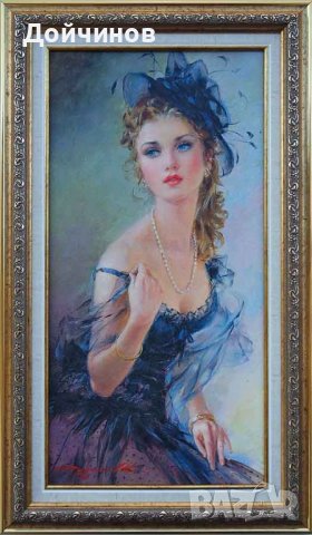 Портрет на млада жена, импресионизъм, картина , снимка 1 - Картини - 36758099