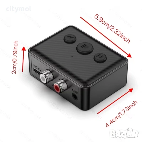 Bluetooth 5.4 аудио приемник с RCA / AUX / USB, снимка 7 - Ресийвъри, усилватели, смесителни пултове - 54302577