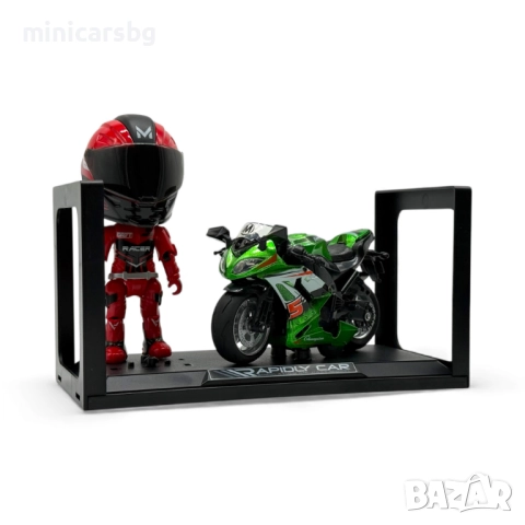 Метални модели спортен мотор 1:14 със стойка и моторист – с кутия, снимка 2 - Колекции - 52633379