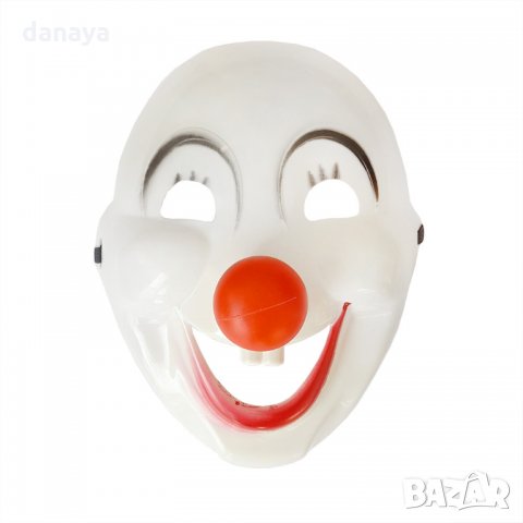 1378 Пластмасова парти маска Клоун с червен нос, снимка 1 - Други - 30337664