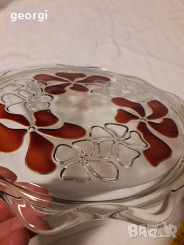 Поднос от двуцветно стъкло   5/1, снимка 5 - Прибори за хранене, готвене и сервиране - 31615480