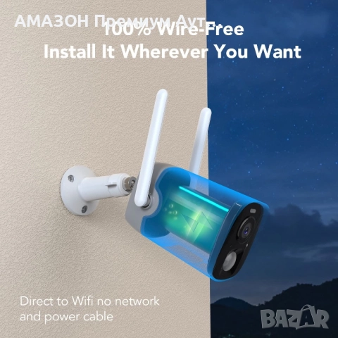 NETVUE Безжична външна WiFi CCTV охранителна батерийна камера/цветно нощно виждане/2-посочно аудио, снимка 2 - HD камери - 52635267