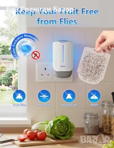 Нов Електрически UV капан за мухи комари молци с 6 лепенки пълнителя, снимка 3 - Други стоки за дома - 53915630