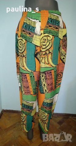 Висока талия / Дамски пъстър панталон / голям размер , снимка 4 - Панталони - 29692179