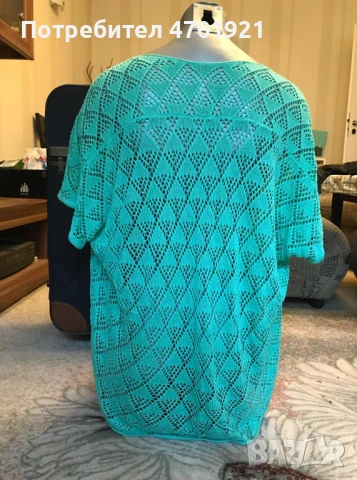 Зелена мрежеста блуза, снимка 2 - Тениски - 53137006