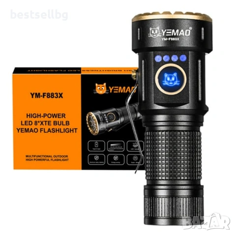 Мощен мини прожектор 3000 лумена USB-C ръчен фенер зареждане за лов риболов къмпинг туризъм палатка, снимка 6 - Къмпинг осветление - 54109876