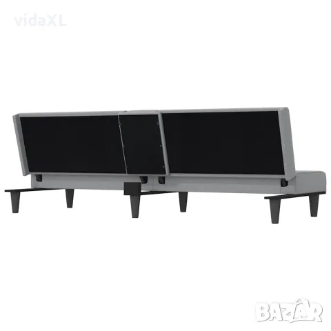 vidaXL Разтегателен диван с поставки за чаши, светлосив, плат, снимка 8 - Дивани и мека мебел - 56147261