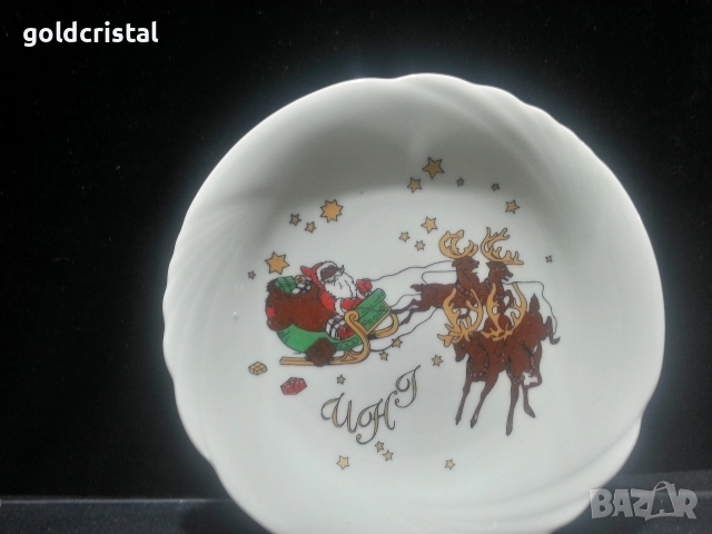 Стар български порцелан чиния коледа дядо мраз 